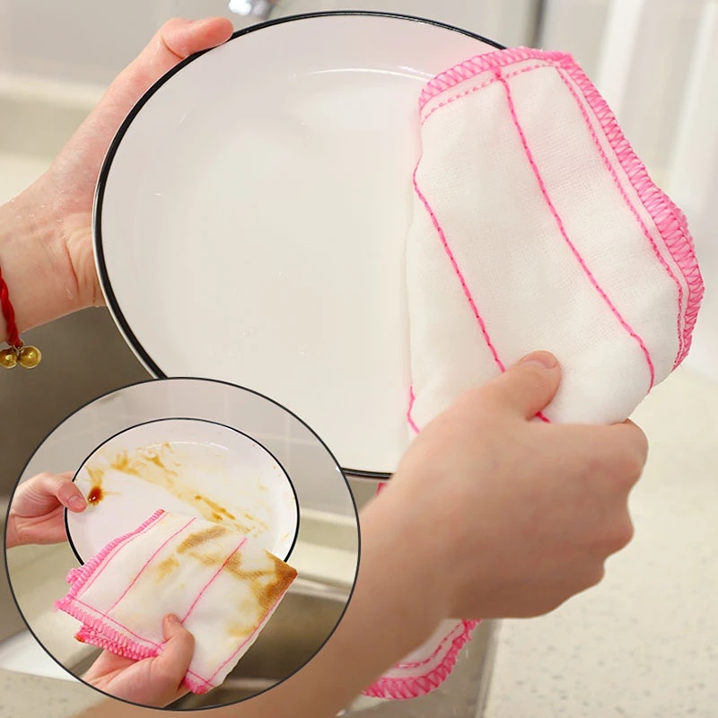 Khăn / Khăn Lau Chén Dĩa Sợi Cotton / Sợi Nhỏ Hình Vuông Thấm Hút Chống Dầu Mỡ Đa Năng Cho Nhà Bếp