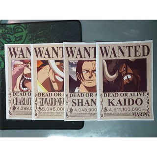 4 tờ Poster Wanted tứ hoàng One Piece