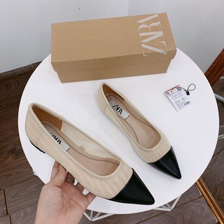 Giầy búp bê lưới mix mũi da zara fullbox