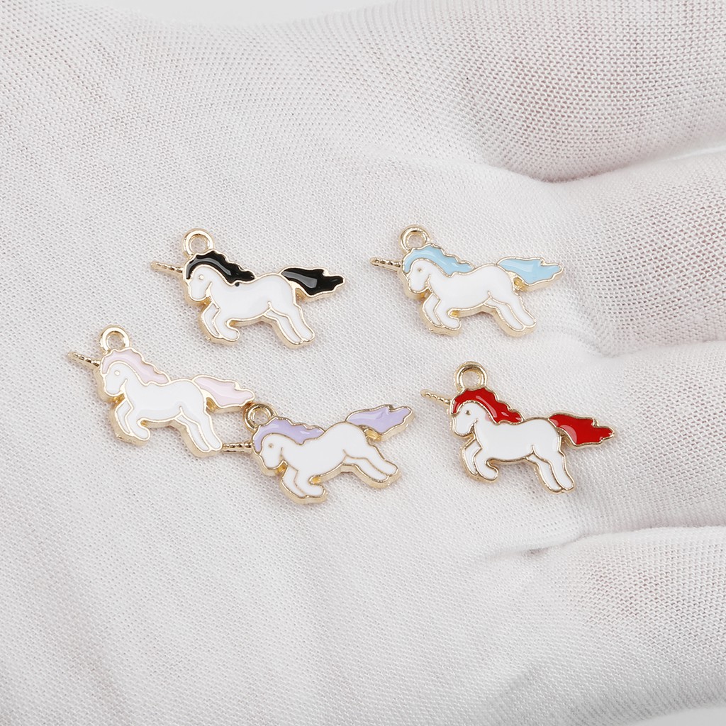 Set 10 phụ kiện trang sức BEADIA kiểu dáng kỳ lân hoạt hình tráng men