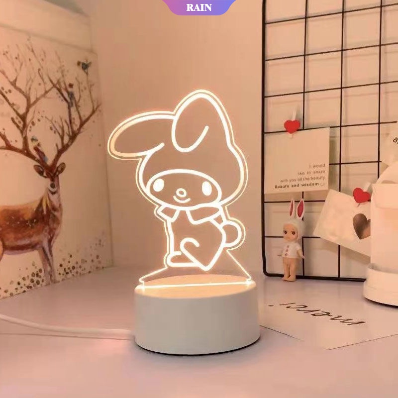 Đèn Ngủ LED 3D Hình Sanrio Cinnamoroll Melody Kuromi Làm Quà Tặng Sinh Nhật