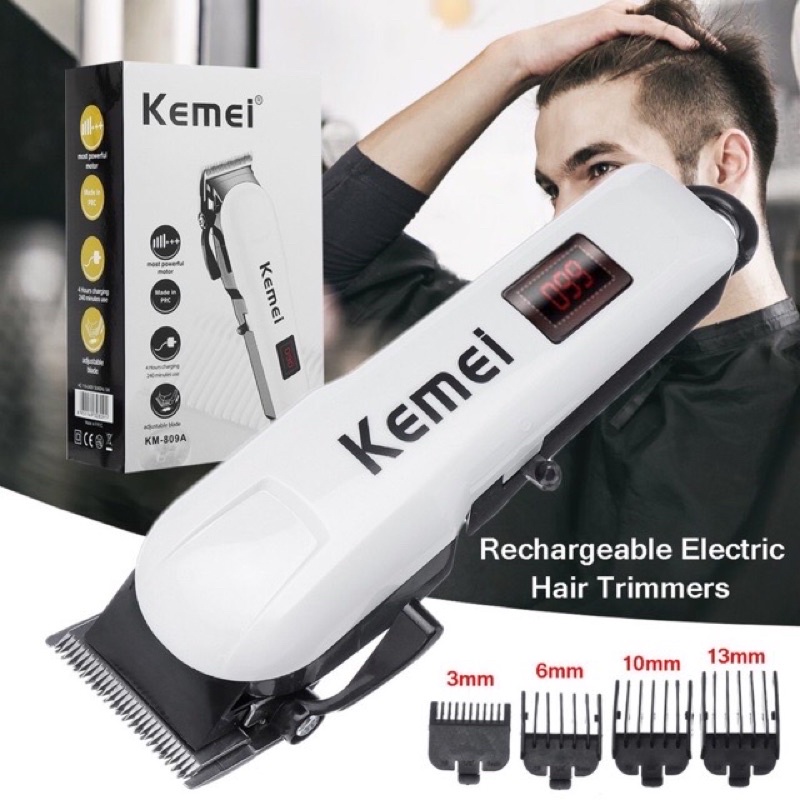 Tông đơ cắt tóc gia đình Kemei 809A chính hãng , tăng đơ người lớn - trẻ em , máy hớt tóc chấn viền cho bé sạc pin.