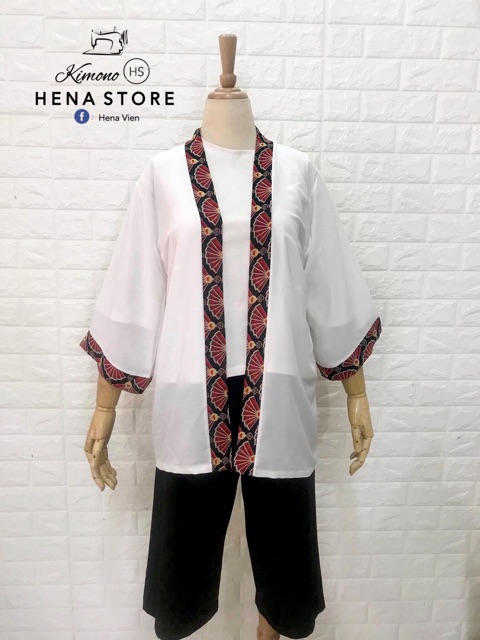 Áo Kimono Mix Hoạ Tiết Japan Trắng-Đen