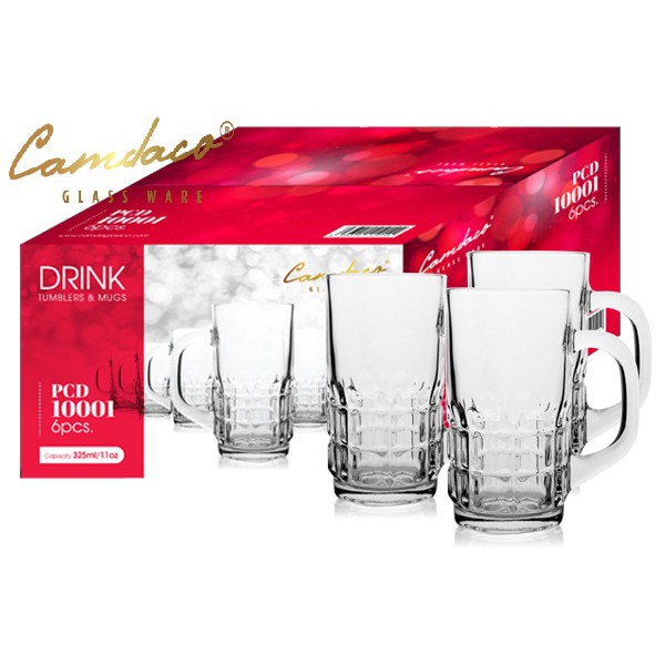 FREESHIP TOÀN QUỐC 50K - Bộ 6 Ly Thủy Tinh 131 Có Quai Uống Bia 325ML - Camdaglassco