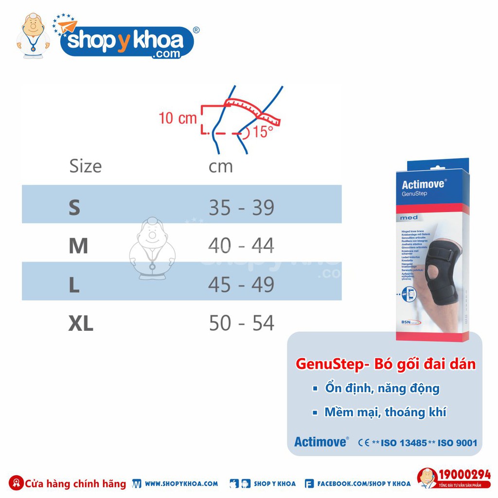 [CÓ QUÀ TẶNG] Bó gối đai dán chấn thương &amp; thể thao cao cấp Actimove GenuStep (Made in Germany)
