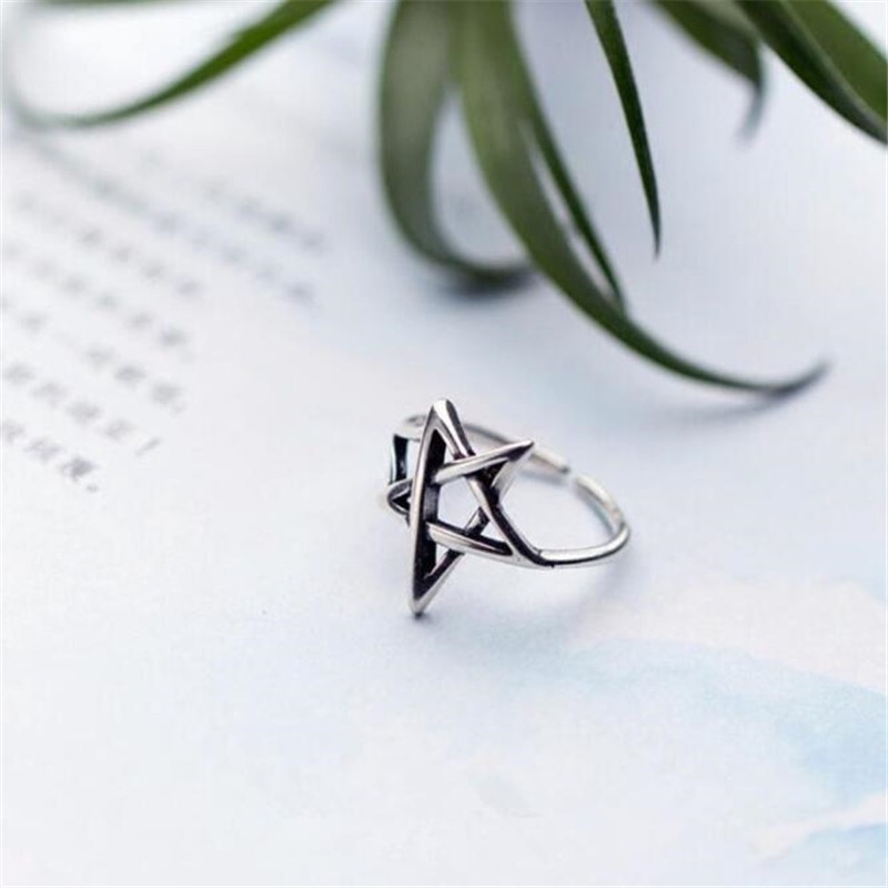 Nhẫn Hở Mạ Bạc 925 Hình Ngôi Sao Năm Cánh Phong Cách Mori Thái Hàn Quốc Thời Trang Cho Nữ R162