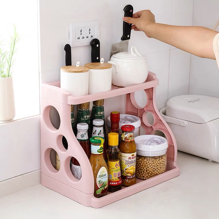 Kệ Gia Vị Nhà Bếp Đa Năng Kệ Đựng Gia Vị 2 Tầng Nhựa Thông Tiết Kiệm Không Gian 88277 Lamon Store