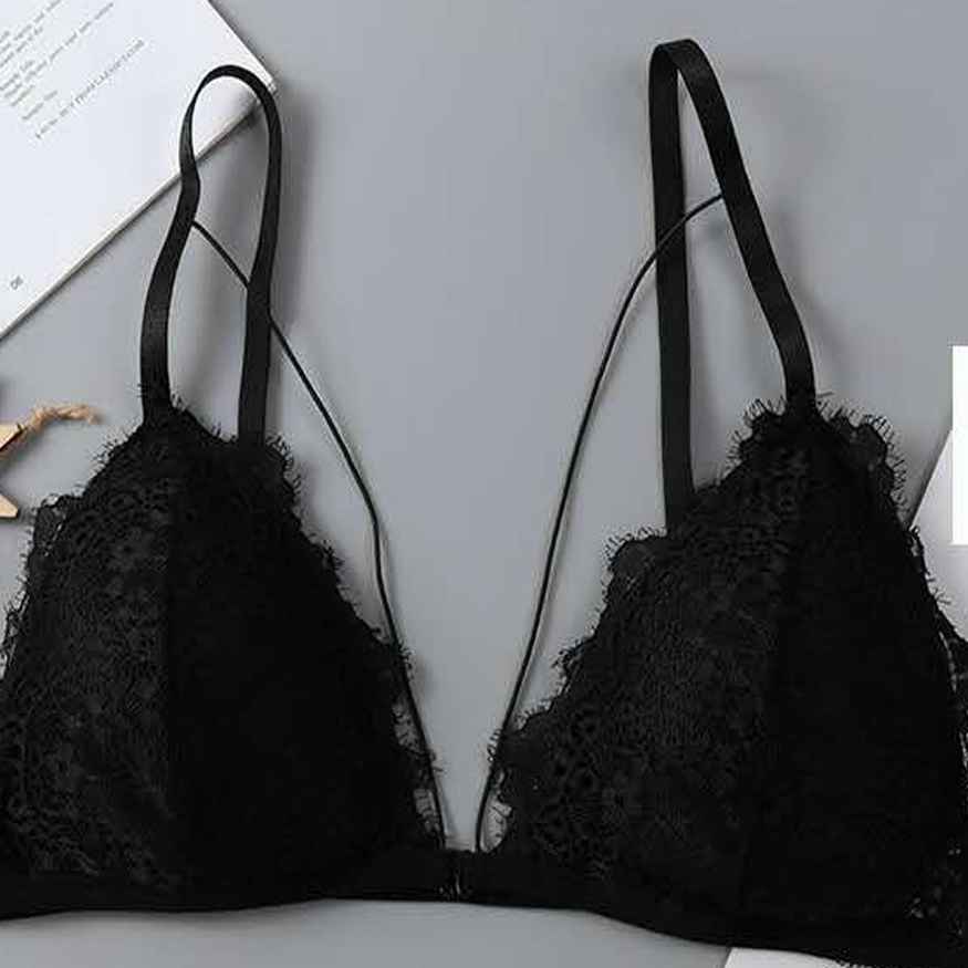Áo Ngực Ren Bralette Có Mút Đan Dây Cài Trước DAN L&amp;U 3099