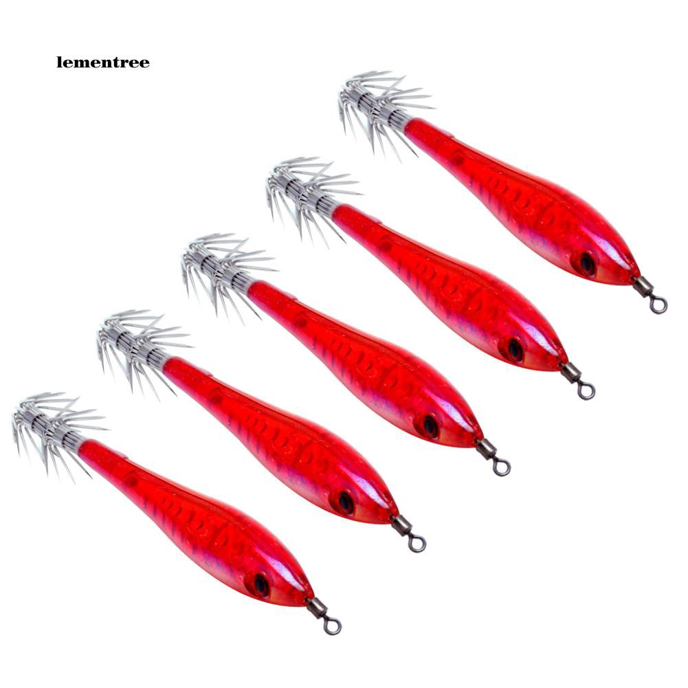 Set 5 Mồi Câu Cá Giả Dạ Quang Dạng Mực Cứng 10cm