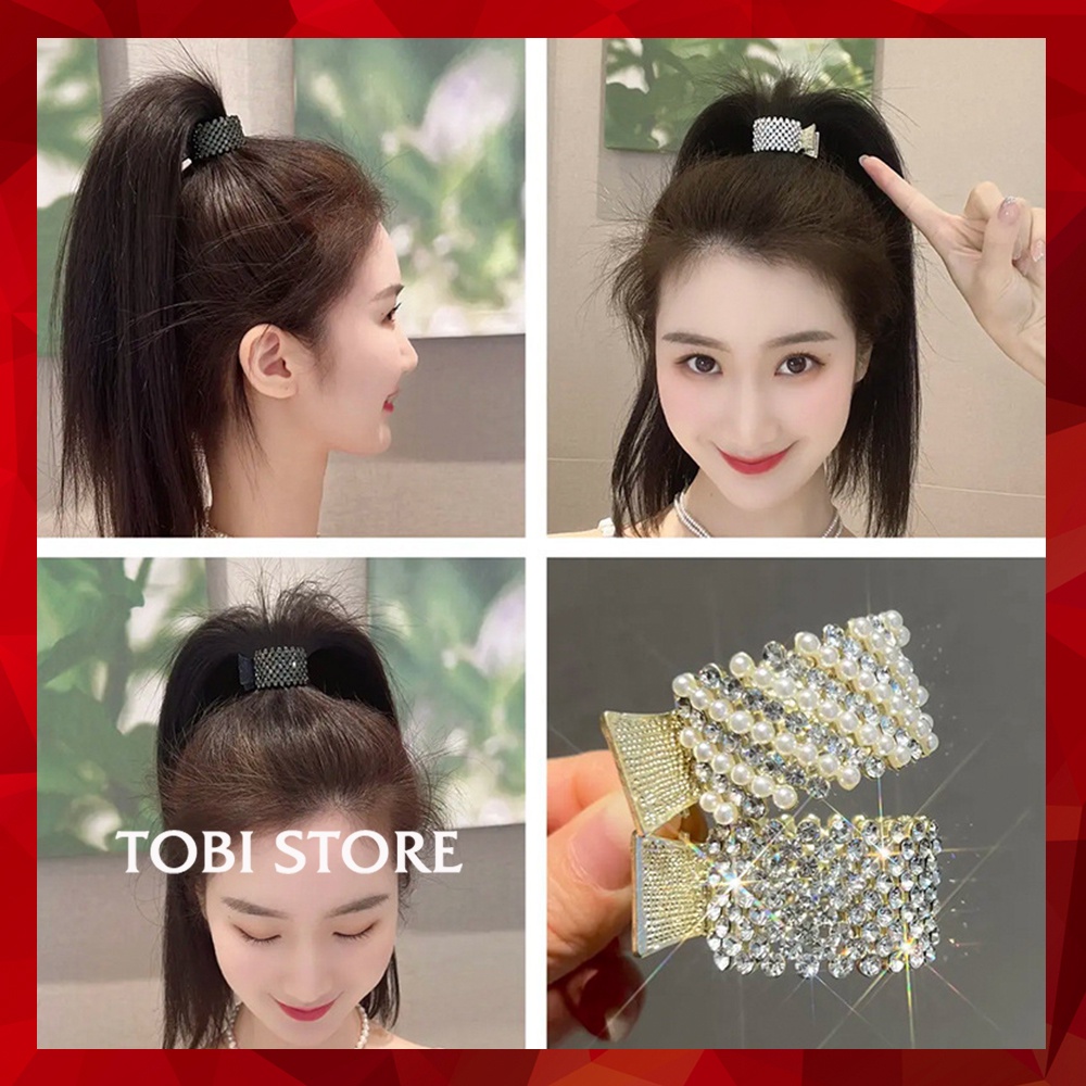Kẹp tóc đuôi ngựa cố định tóc cao hot trend 2022 đính đá xinh xắn TB593
