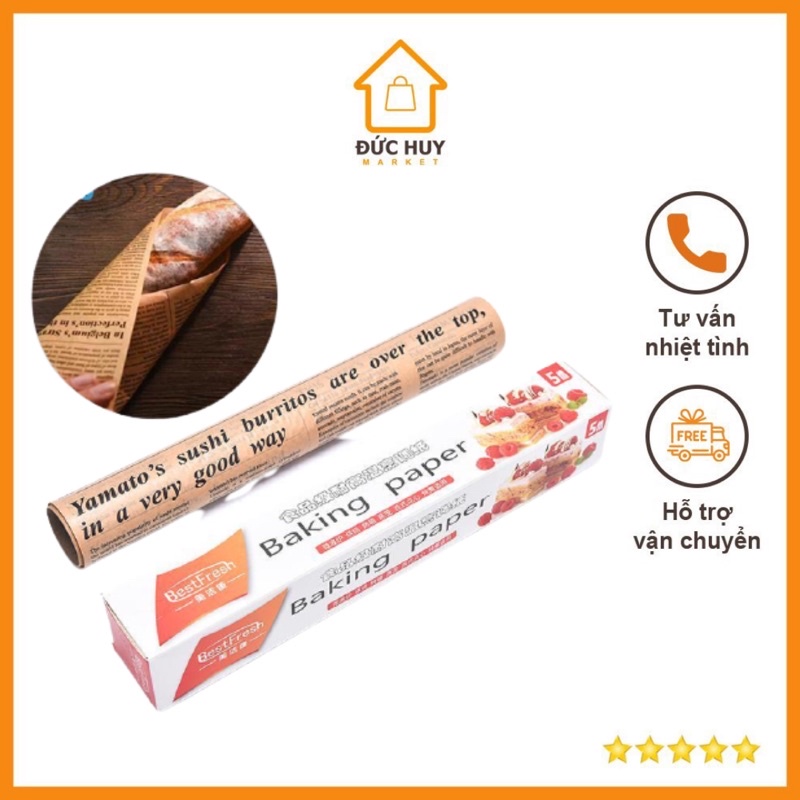 Cuộn Giấy Thấm Hút Dầu Ăn Đồ Chiên Dán Lót Nướng Bánh Giấy Nến Hai Mặt Khổ 30cm Dài 8m Tiện Dụng