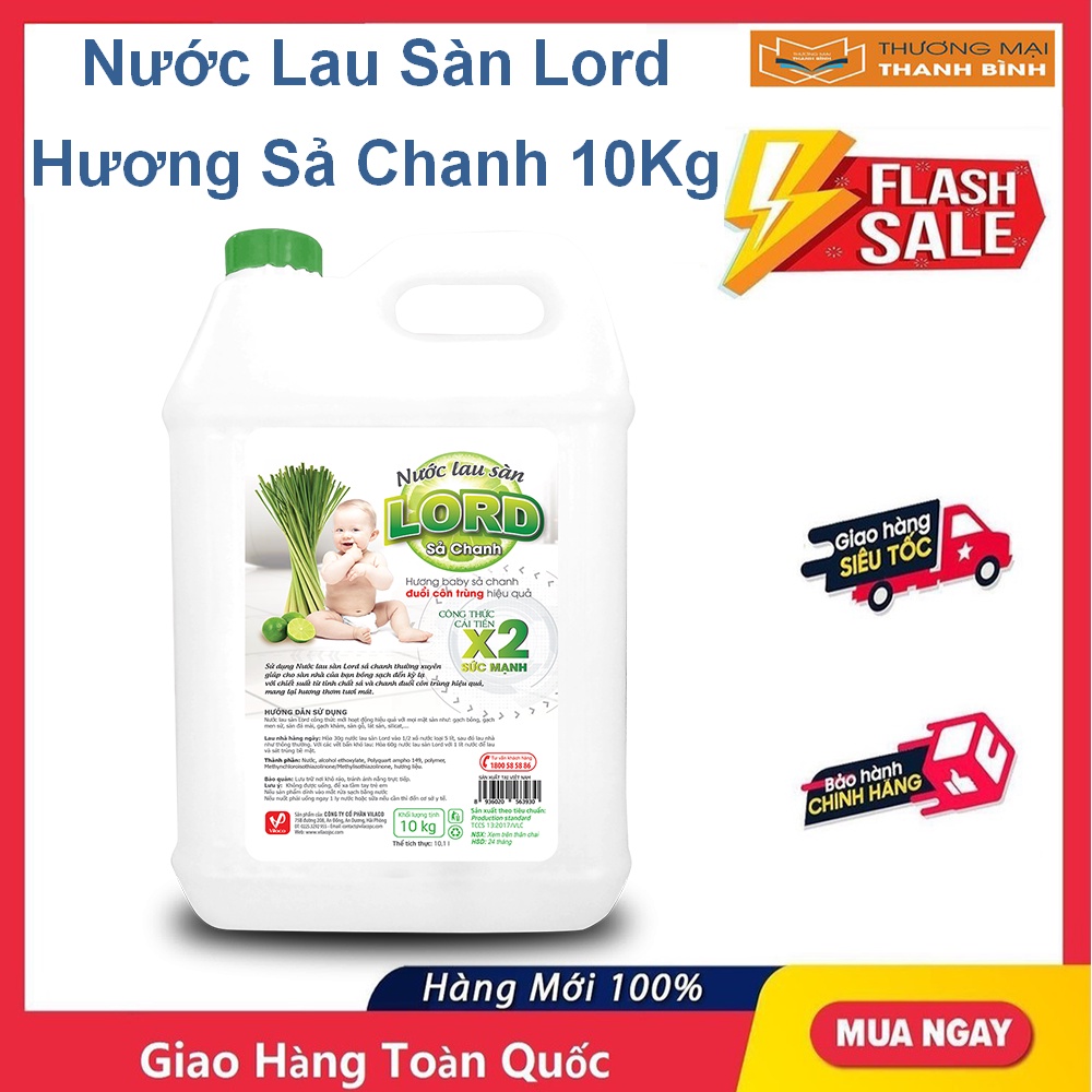 Nước lau sàn Lord 10kg - hương sả chanh