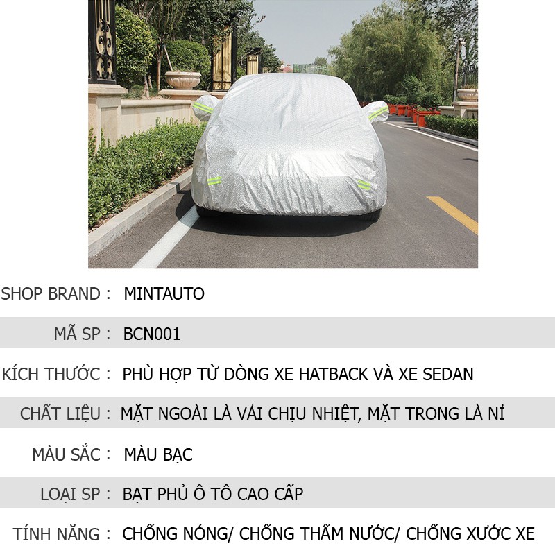 Bạt phủ ô tô cao cấp giá rẻ chống nắng mưa bụi bẩn cho ô tô phù hợp xe từ 4-5 chỗ