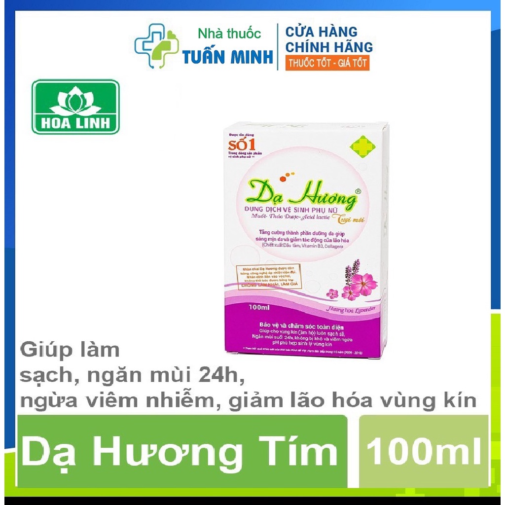 Dùng dịch vệ sinh phụ nữ Dạ Hương - Giúp làm sạch, ngăn ngừa nấm ngứa (Chai 100ml)
