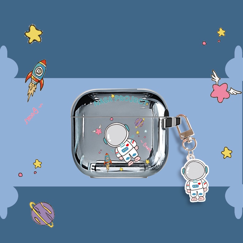 Vỏ bảo vệ hộp sạc tai nghe Lenovo Lp40 tws bằng tpu mềm hình gấu phi hành gia kèm móc treo