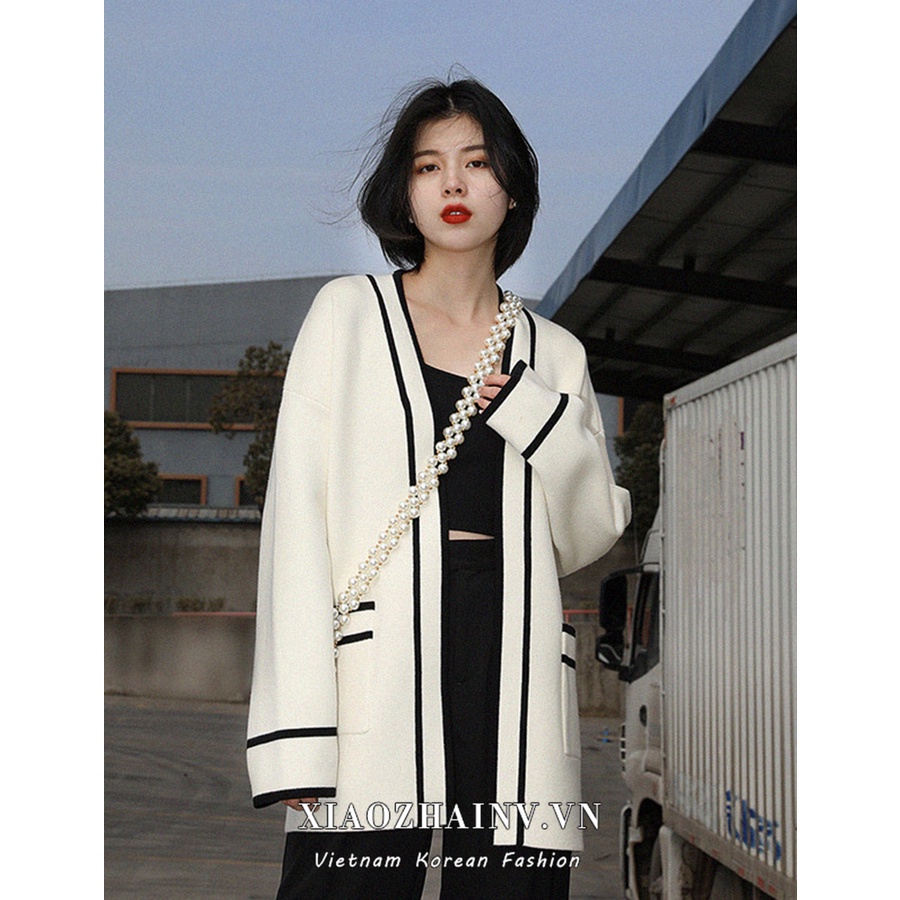 Áo khoác cardigan XIAOZHAINV vải dệt kim tay dài dáng rộng phong cách Hàn Quốc thời trang cho nữ