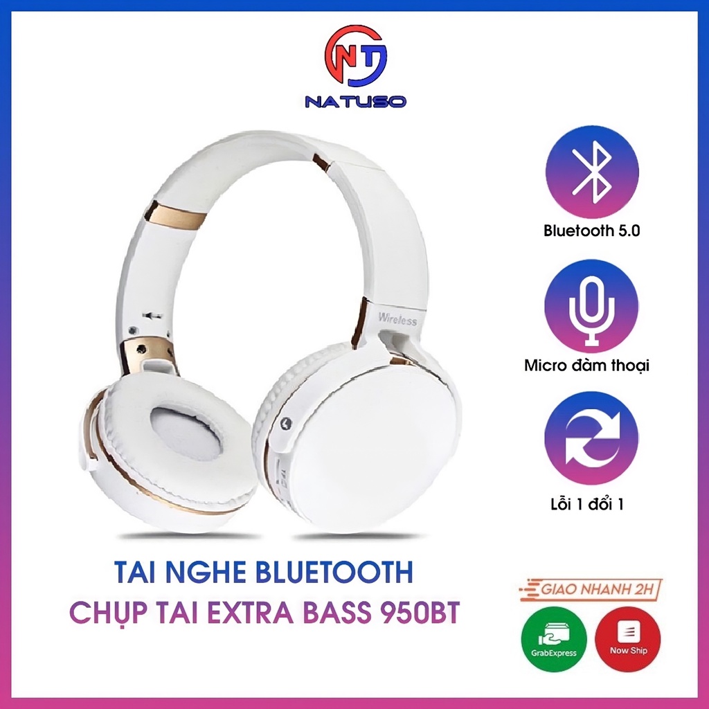 Tai nghe bluetooth chụp tai không dây có mic âm bass sống động 950BT Extra hỗ trợ thẻ nhớ cổng aux 3.5mm
