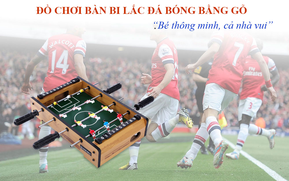 Bàn Bi Lắc Mini- Bóng Đá Bi Lắc Trẻ Em Chính Hãng - Bàn Bóng Đá Table Top Foosball (Gỗ)- 4 Hàng Cầu Thủ