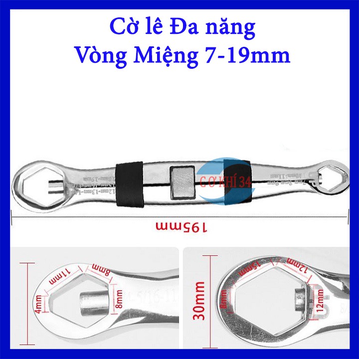 Cờ lê 2 đầu tròng đa năng 7-19mm sử dụng nhiều size kích cỡ khác nhau