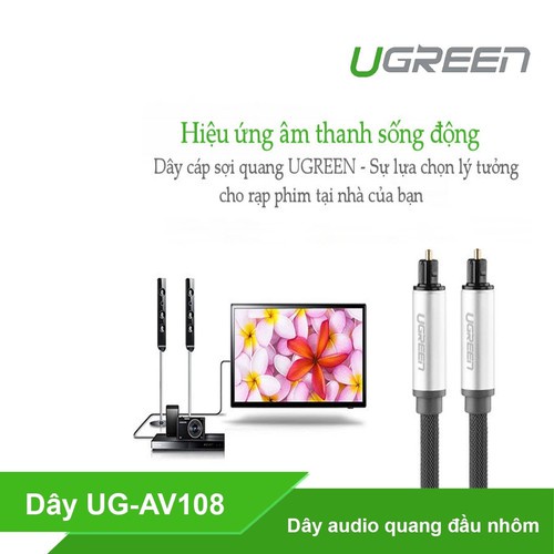 Cáp Audio Quang (Toslink, Optical) Dài 1m 1,5m 2m 3m UGREEN 10539 10540 10541 10542  Vỏ Nhôm- Hàng Chính hãng