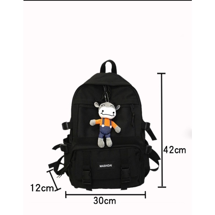 Ba lô thời trang unisex nam nữ kiểu trơn đi học đi chơi phối lưới phong cách hàn quôc dể thương V7807