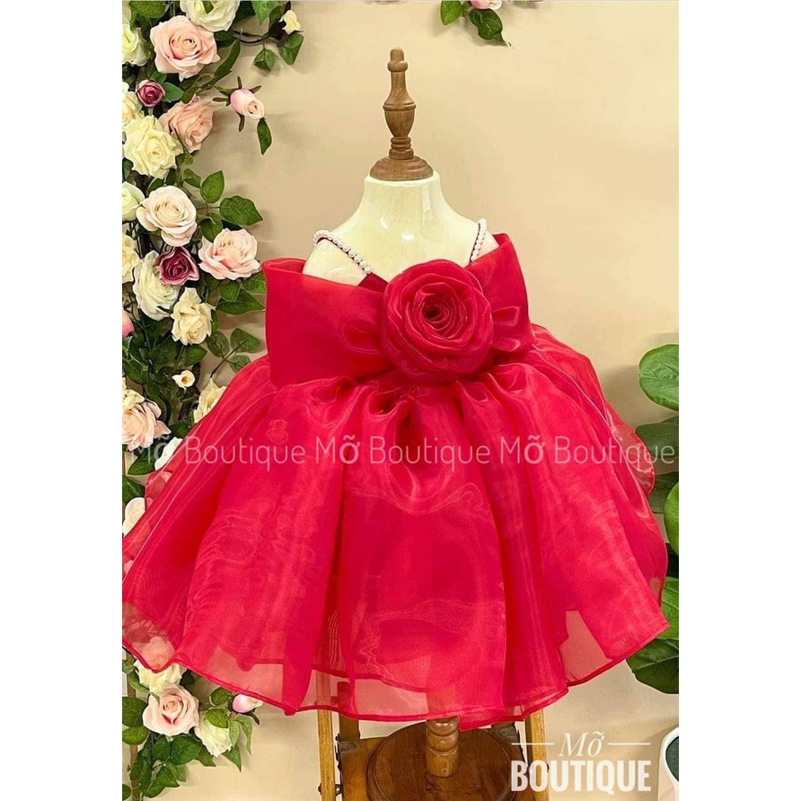 Váy công chúa hoa hồng cho bé gái