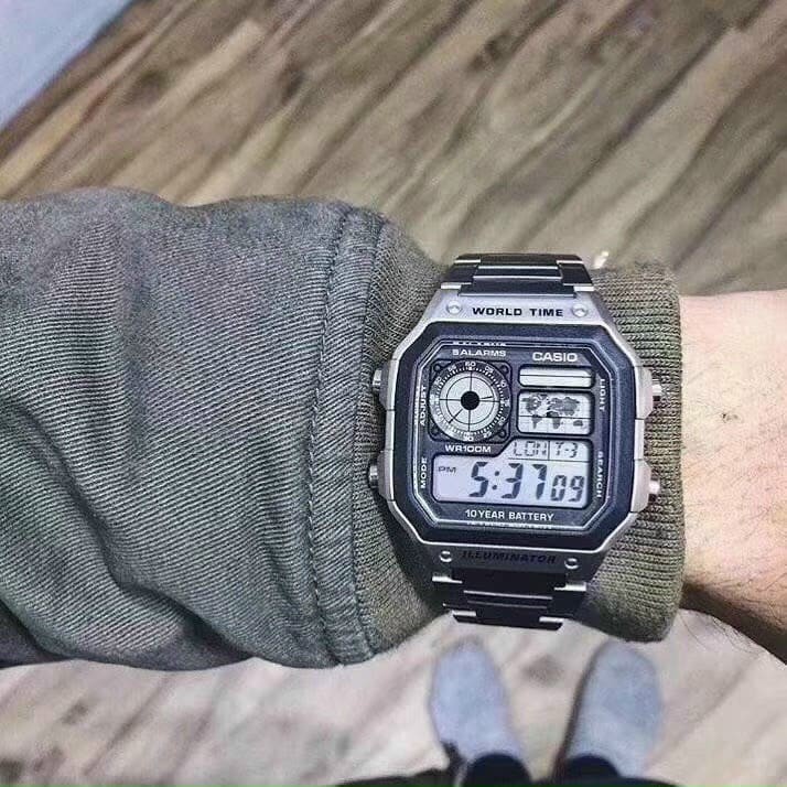 Đồng hồ Nam CASIO AE-1200WHD-1AVDF Dây kim loại