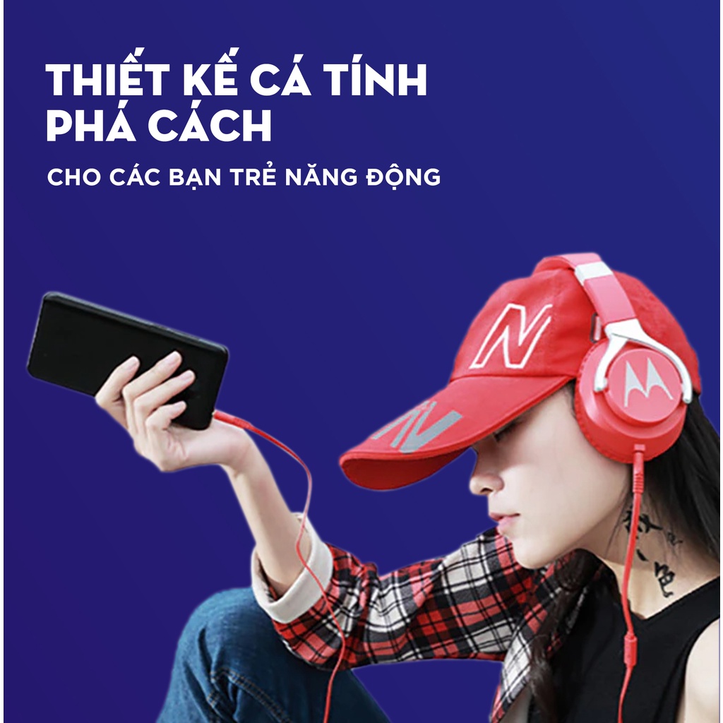 Tai nghe chụp tai có dây Motorola Pulse Bass 200 Wired Single - có mic đi kèm - siêu bass