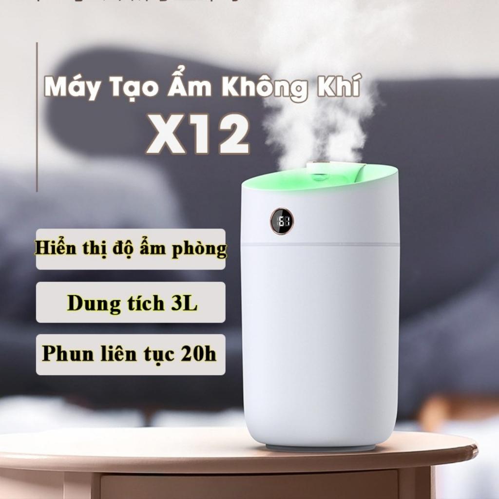 Máy phun sương mini giá rẻ Humidifier X12, Máy phun sương tạo ẩm không khí mini cute dung tích lớn