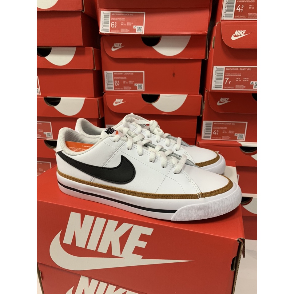Giày Sneaker Nam Nữ Court Legacy GS White Black Desert Ochre - DeeStore