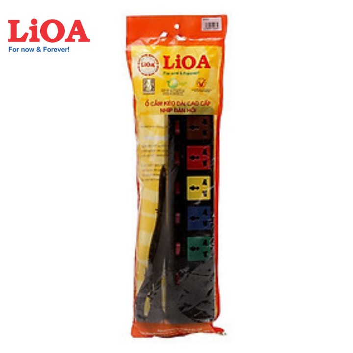 Ổ cắm điện 6 lỗ 6 công tắc LIOA Model 6DOF32N, ~2000W, dây dài 3m