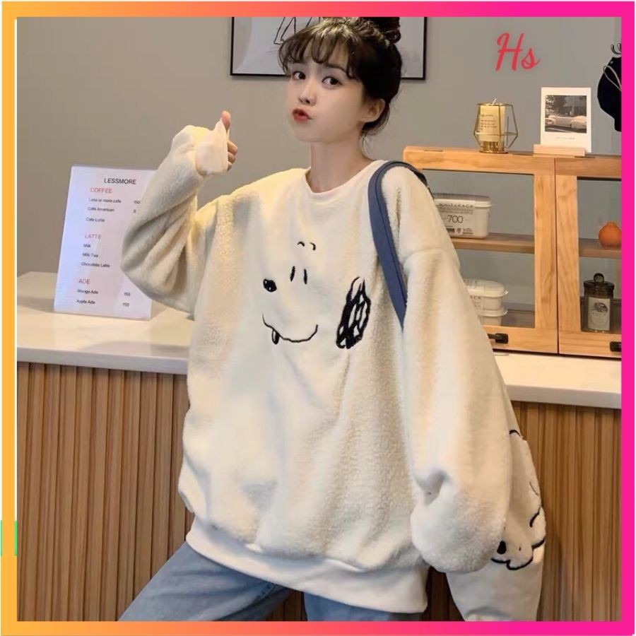 Áo Nỉ Lông Nữ In Hình Dáng Rộng Dưới 65Kg | BigBuy360 - bigbuy360.vn