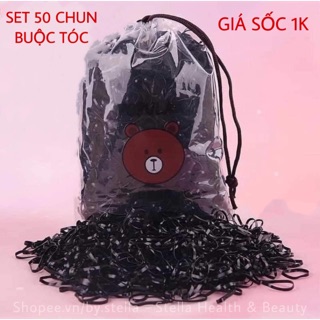 [Deal 1K] Giao Ngẫu Nhiên Deal 1k Set 50 Dây Chun Buộc Tóc random Nhiều Màu, mùa đen, móc dán tường Dính Tường