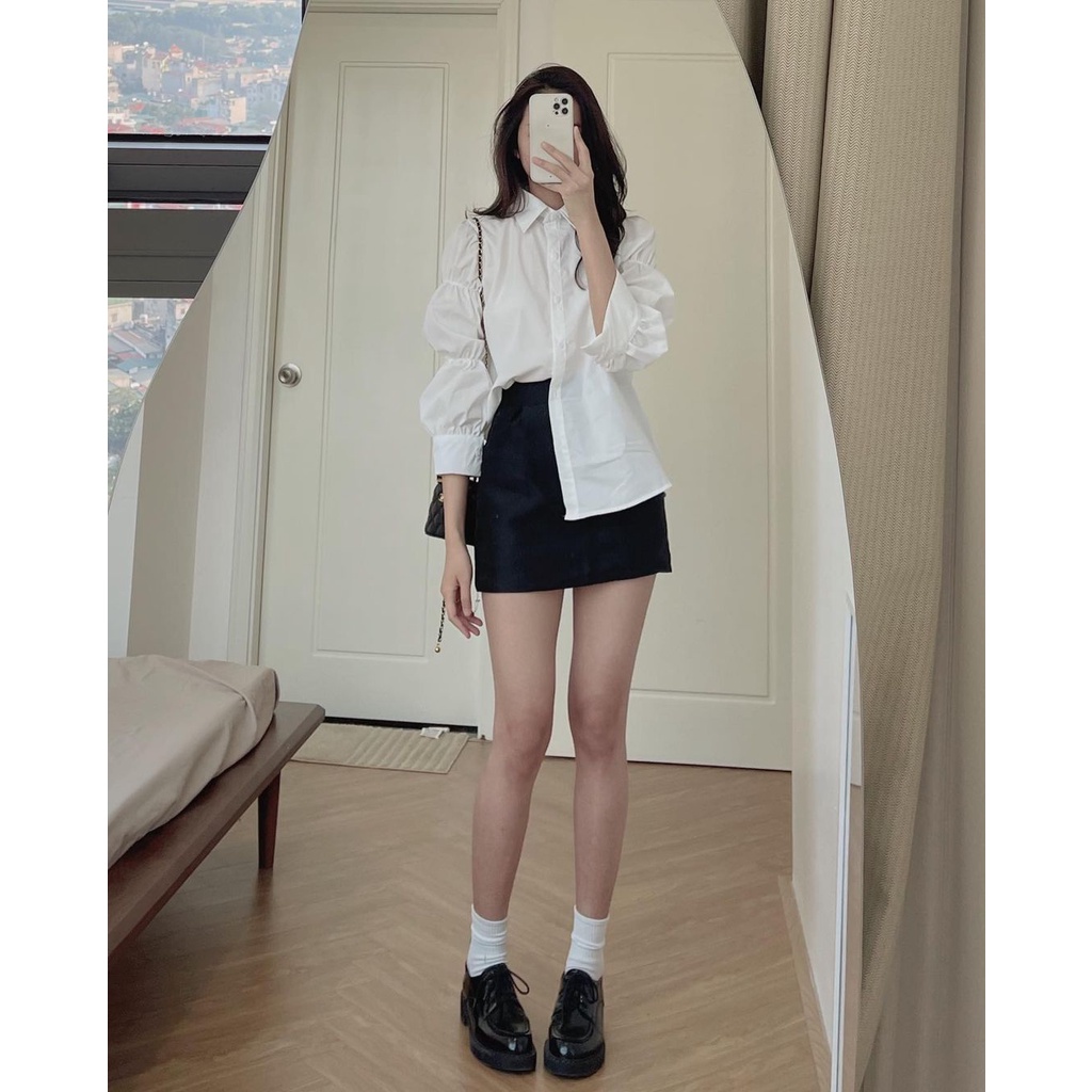 [SẴN/VIDEO] ÁO SƠ MI XIAOZING TAY BO CÁCH ĐIỆU ÁO TRẮNG SANG CHẢNH KHÔNG NHĂN