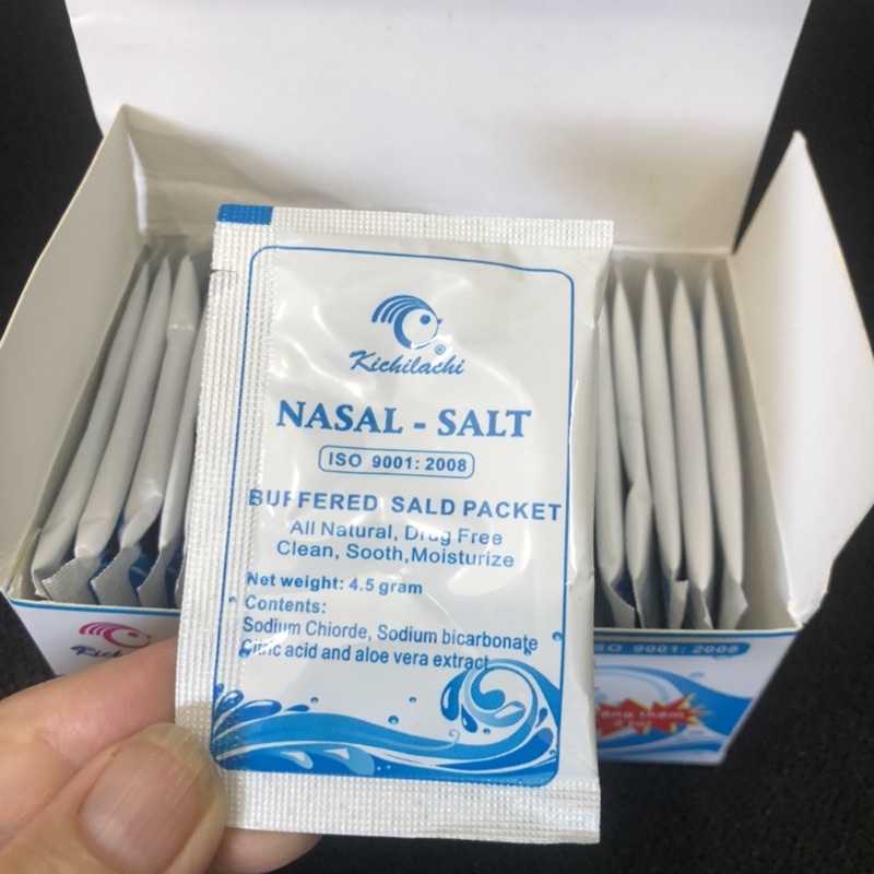 Muối rửa mũi Nasal salt hộp 25 gói tặng kèm 2 gói - Muối Nasal Cool pha trong 500ml nươc súc miệng, rửa mũi