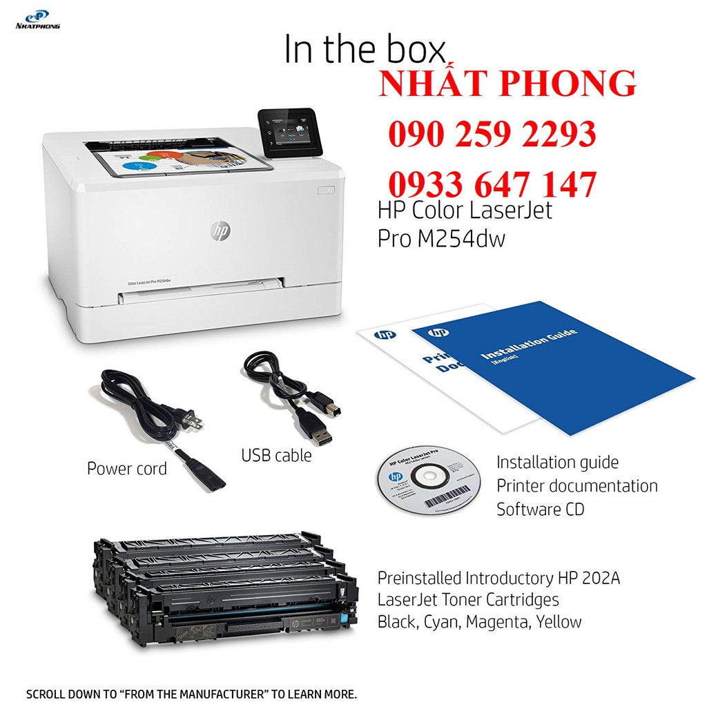 Máy In HP Color LaserJet Pro M254dw - in 2 mặt / wifi