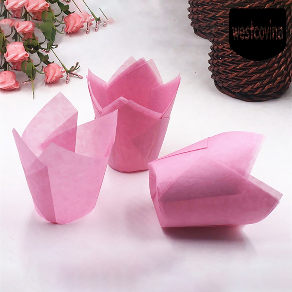 [Hot]☀ Set 50 Giá Đỡ Giấy Làm Bánh Muffin Chống Dầu Hình Hoa Tulip