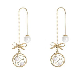 Bông tai thắt nút nơ và hạt châu MS229