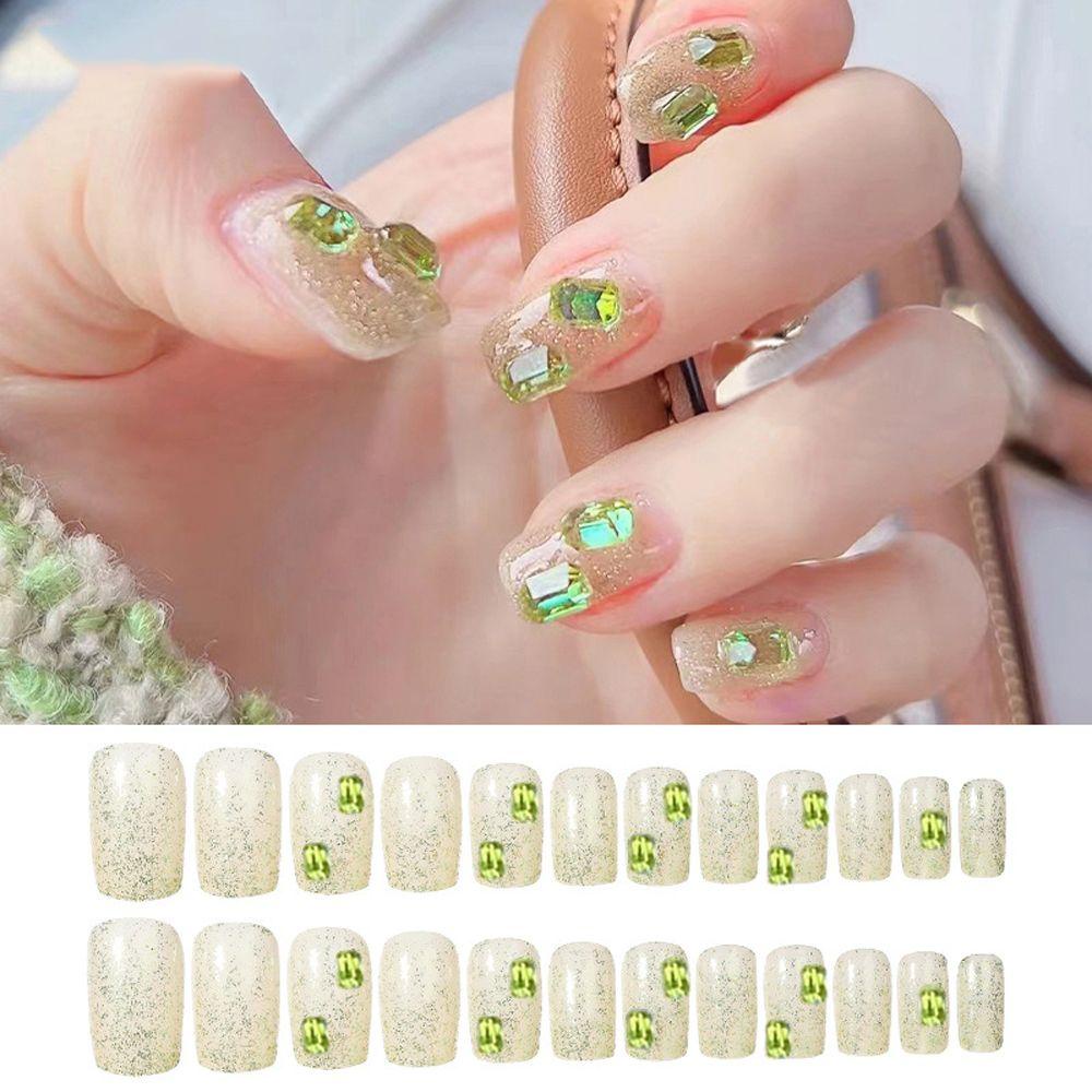 OCEANMAP Bộ Móng Tay Giả Hình Dấu Chân Thỏ Đính Đá Trang Trí Xinh Xắn