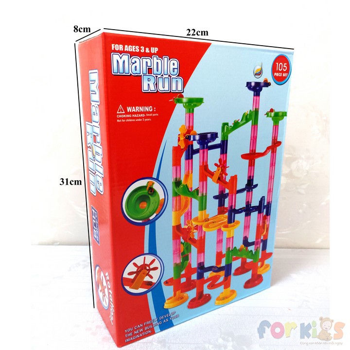 Lắp ráp tháp bi lăn, đồ chơi lắp ráp thả bi Marble run 105 chi tiết cho bé