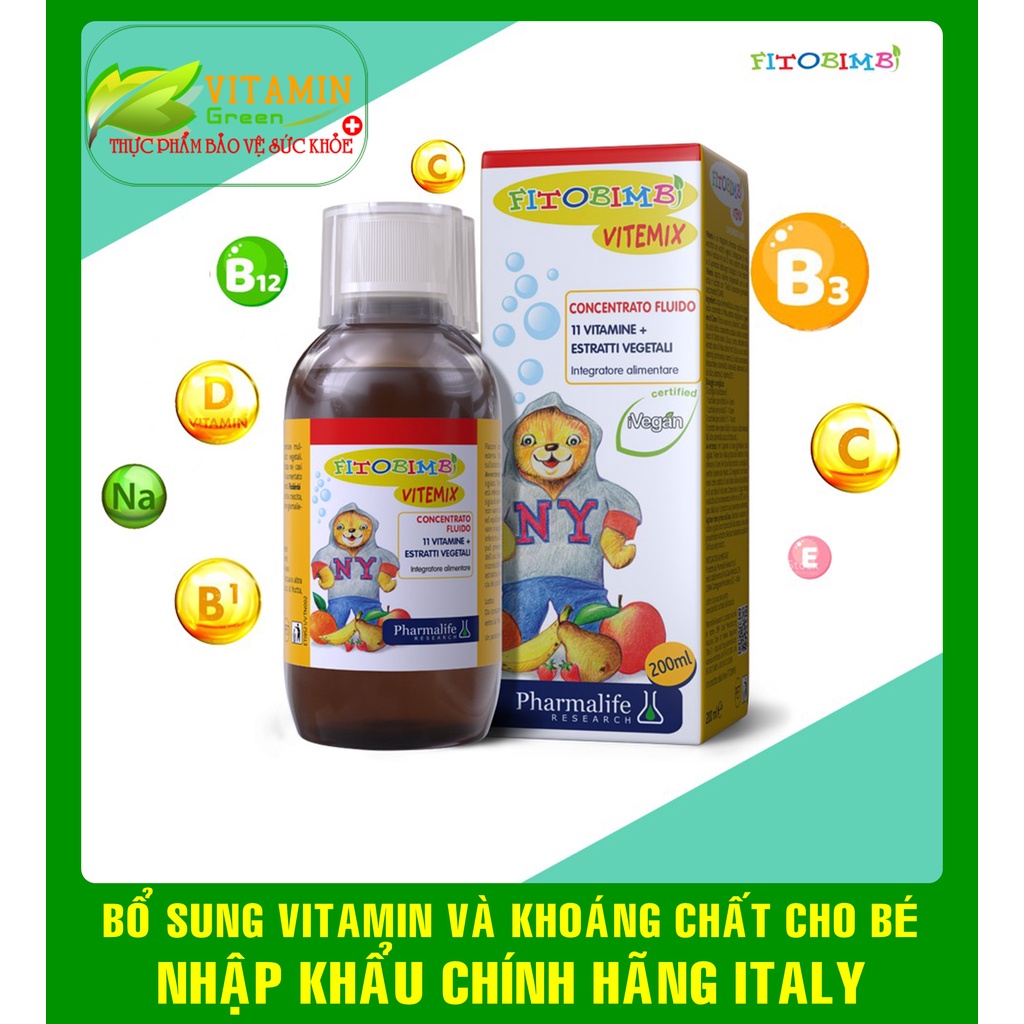 FITOBIMBI VITEMIX BỔ XUNG VITAMIN TỔNG HỢP VÀ KHOÁNG CHẤT CHO BÉ | NHẬP KHẨU CHÍNH HÃNG ITALY