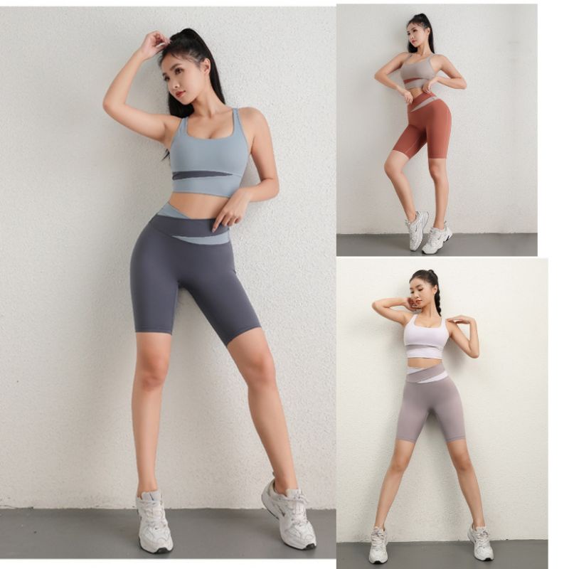Bộ quần áo tập gym yoga thể thao nữ vải cao cấp bộ đùi ngố