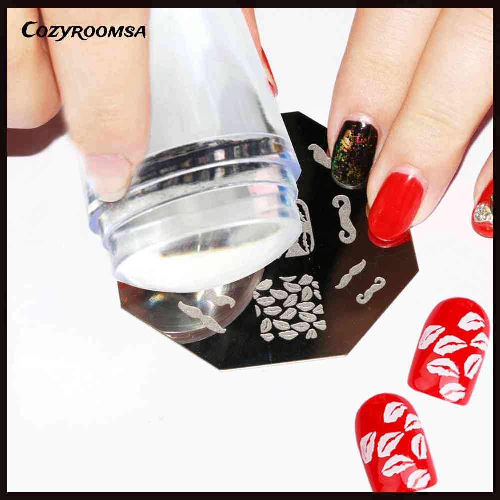 Bộ Dụng Cụ In Hình Móng Tay Nghệ Thuật Bằng Silicone Trong Suốt Kèm Dụng Cụ Nạo