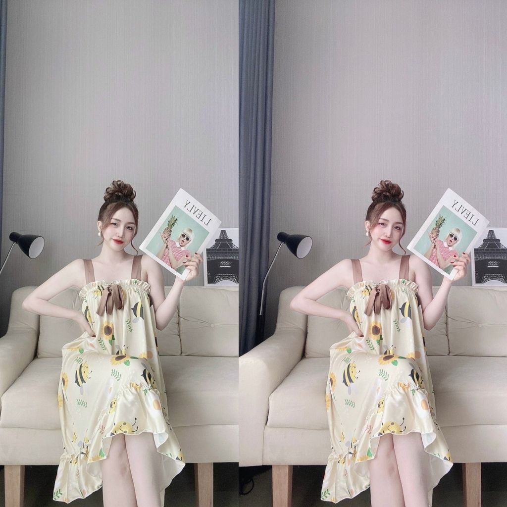 Váy Ngủ sexy ❣️FREE SHIP❣️ Đầm Ngủ sexy Lụa Latin Chất Siêu Mát Dáng Siêu Xinh &lt;60kg