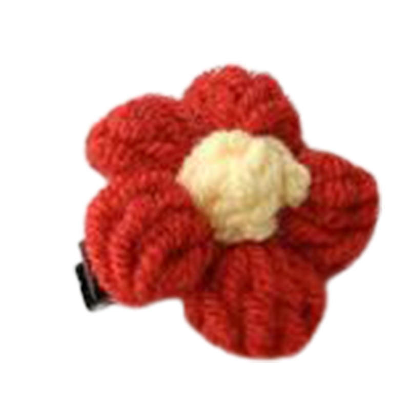 Kẹp Tóc Đính Hoa Giả Bằng Len Thủ Công Cho Bé Gái