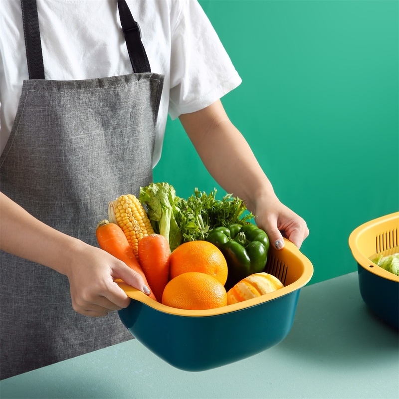 Rổ Đựng Rau Củ Quả Hai Lớp Ráo Nước Tiện Lợi Cho Nhà Bếp
