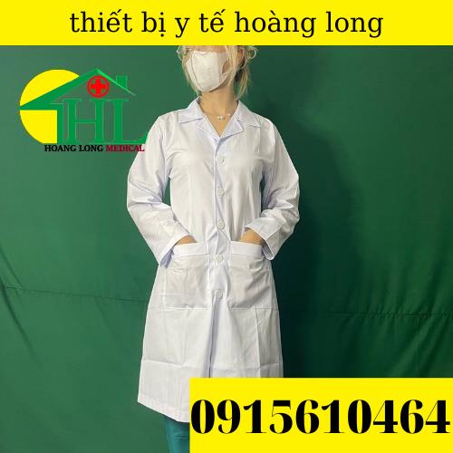 Áo blouse trắng - áo khoác blu bác sĩ, dược sĩ nam nữ dài tay,  dáng dài chất Lon Nhật mát