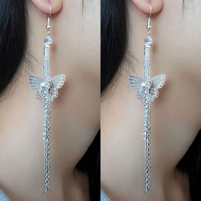 Khuyên Tai Dáng Dài Phối Tua Rua Kiểu Hàn Quốc Dễ Phối Đồ