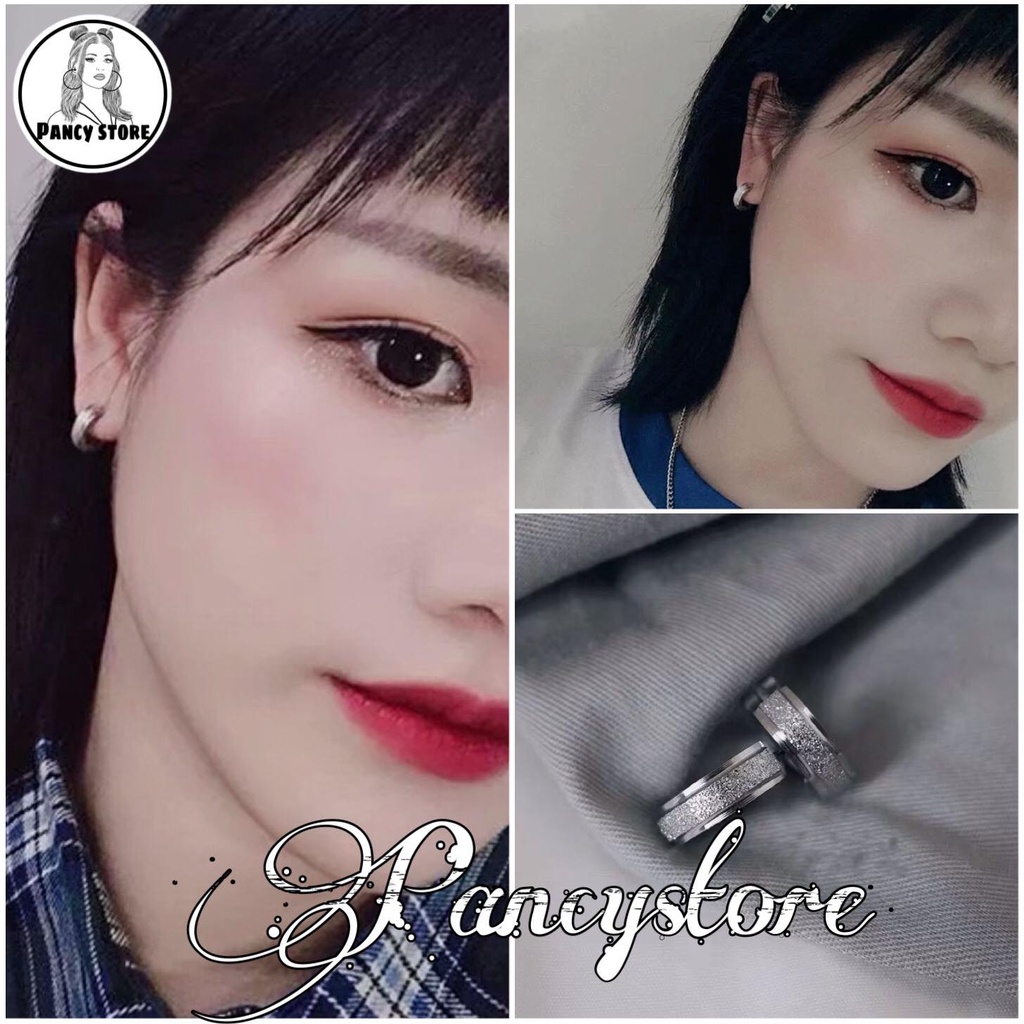 bông tai khuyên tai nam nữ tròn nhũ ánh lấp lánh