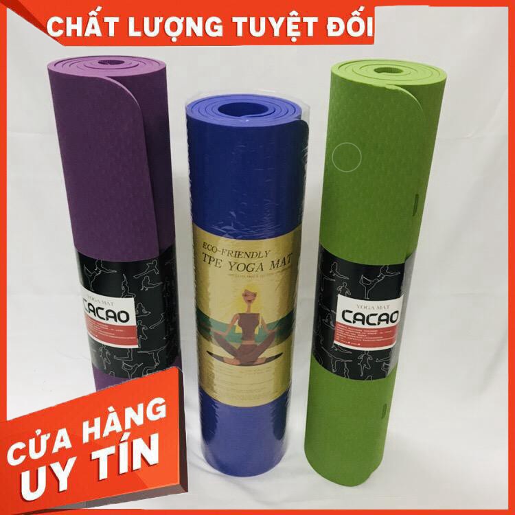 Thảm tập yoga TPE CACAO 1 lớp có hình định tuyến 8mm - Thảm tập yoga cao cấp